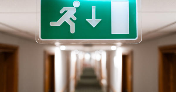 Fire Exit Sign Golden