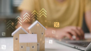 Wooden House Models Percentage Rise Golden