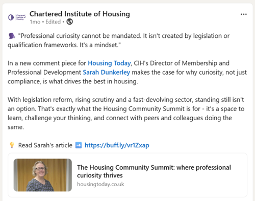 An image of a CIH LinkedIn post
