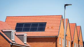 Solar panels on the roof of a house.