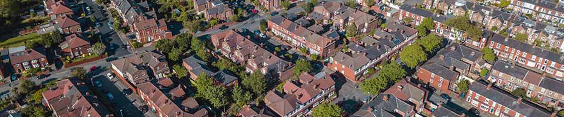 A bird's eye view of homes.